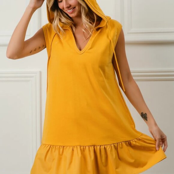 BiBi Ruffled French Terry Hooded Dress - Picture 9 of 9
